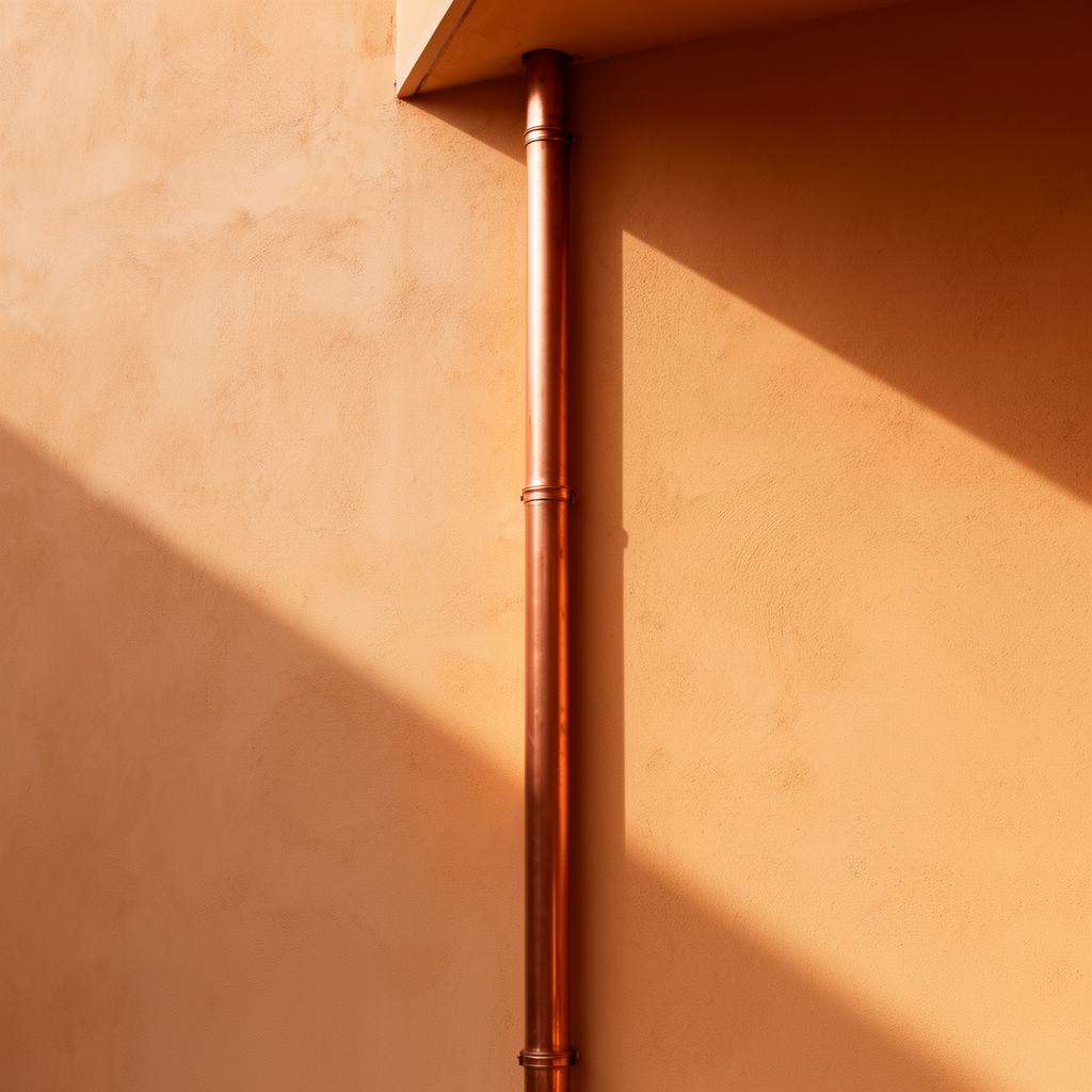 Detalj av varm puts med kopparrör